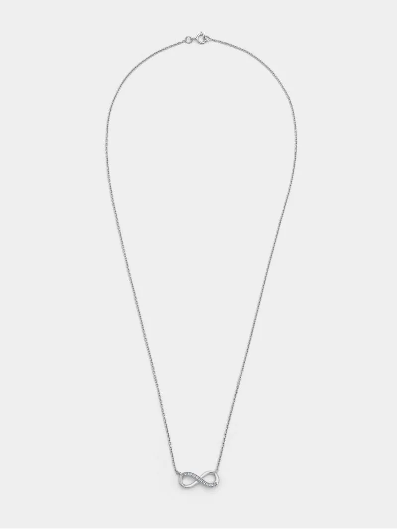 Sterling Silver Diamond & Created White Sapphire Infinity Pendant