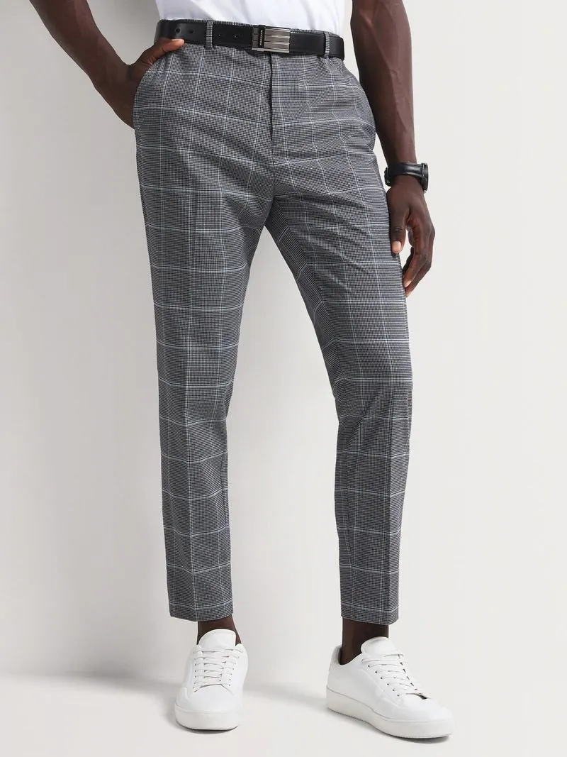 Men's Markham Smart Slim Tapered Check Blue/Black Trousers