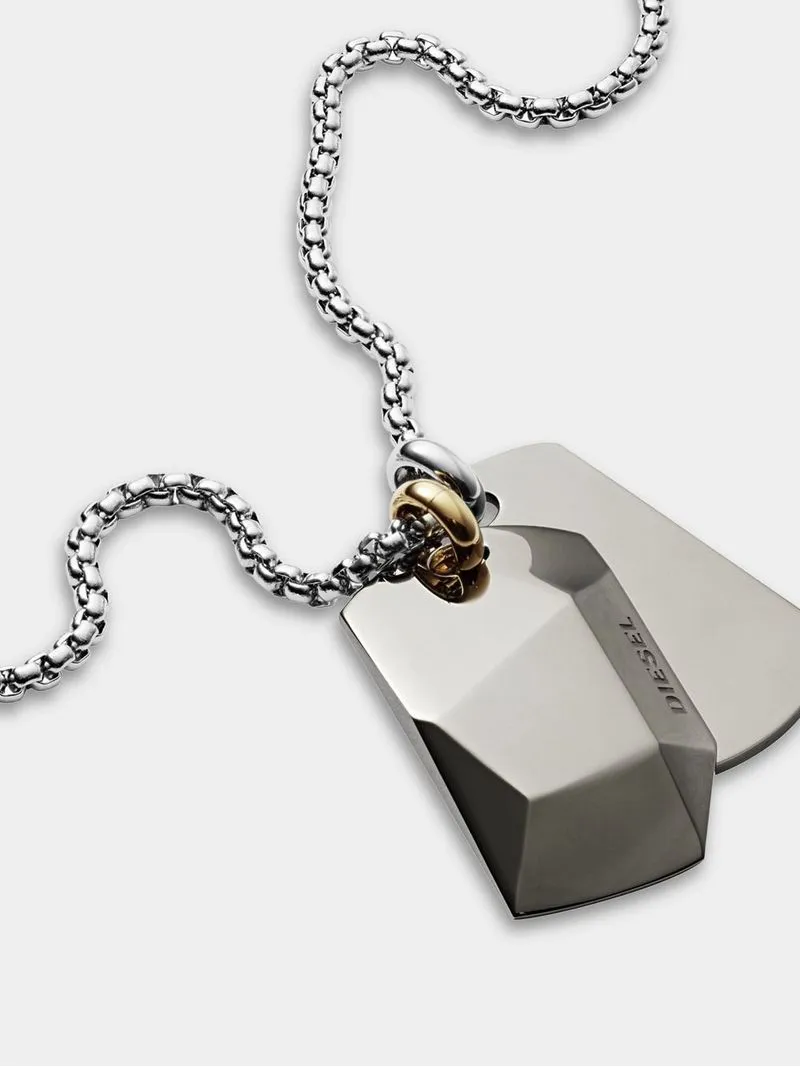 Diesel Gunmetal Plated Stainless Steel Double Dogtag Chain