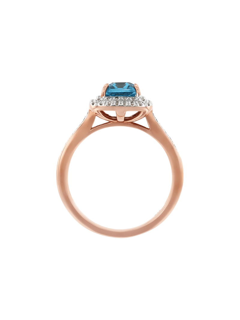 9ct Rose Gold Aspen Lake Diamond and Topaz Ring