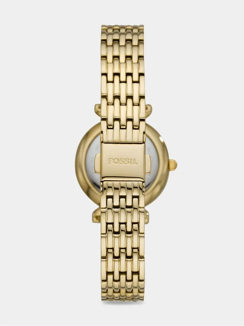 Fossil Ladies Carlie Gold Tone Bracelet Watch