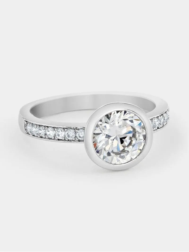 Cheté Sterling Silver Cubic Zirconia Women’s Round Bezel Ring