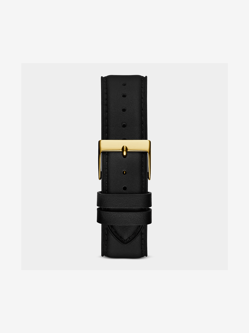 Guess Spec Gold Plated Gunmetal Dial Black Leather Watch