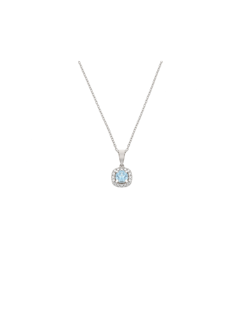 Sterling Silver Cubic Zirconia Women's March Birthstone Pendant Necklace
