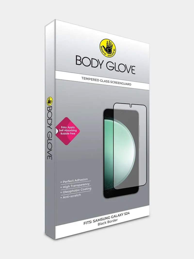 Body Glove Tempered Glass Screen Protector – Samsung Galaxy S24 – Black Border
