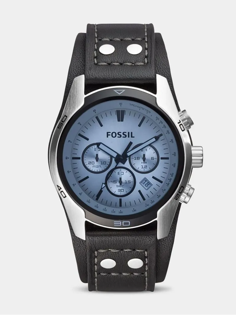 Fossil Men's Coachman Chronograph Black Leather Watch