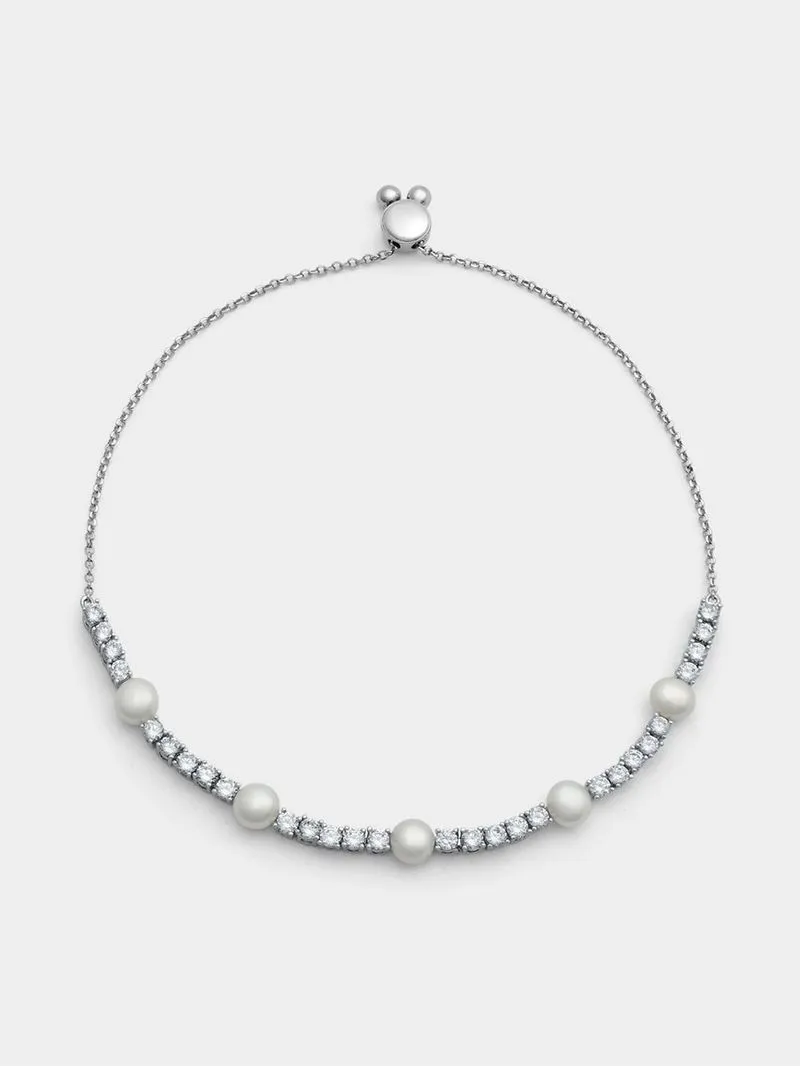 Cheté Sterling Silver Pearl & Cubic Zirconia Women’s Friendship Bracelet