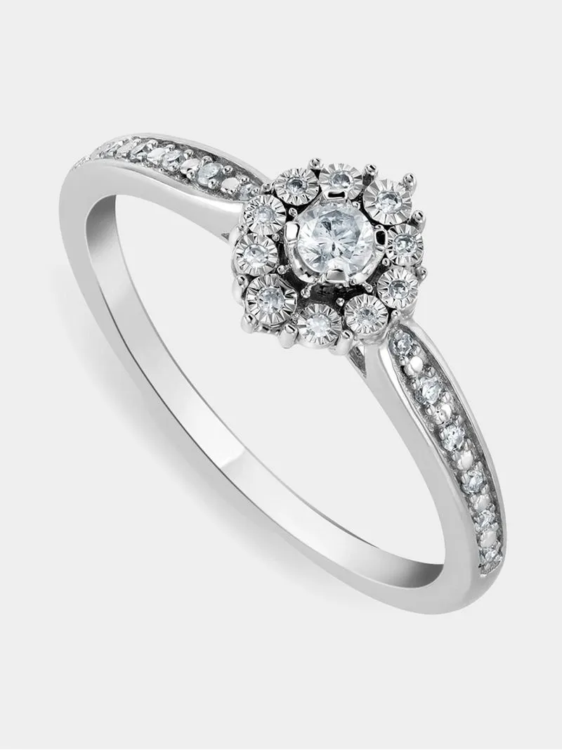 White Gold 0.16ct Diamond Nouveau Halo Ring
