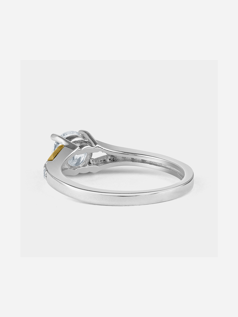 Yellow Gold & Sterling Silver, Cubic Zirconia Twist Solitaire Ring