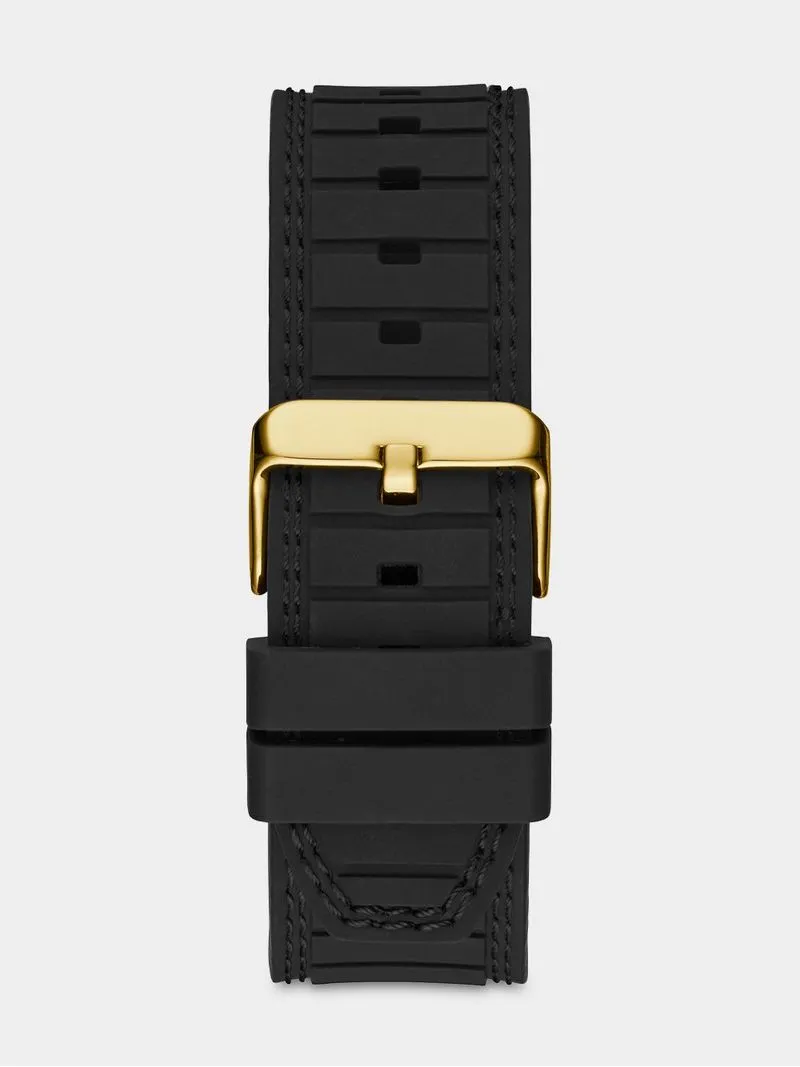 Guess Circuit Gold Plated Black Dial Chronograph Silicone Watch