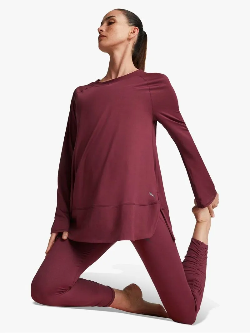 Womens Puma Maternity Studio Bell Sleeve Burgundy Top