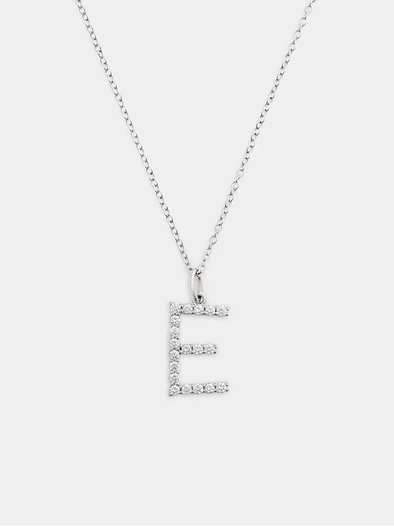 Cheté Sterling Silver Cubic Zirconia “E” Initial Pendant