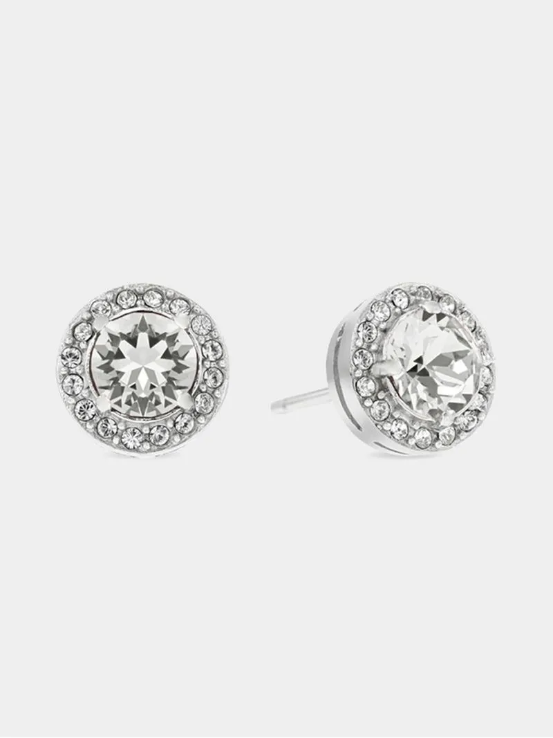 Sterling Silver Crystal Women's April Birthstone Stud Earrings