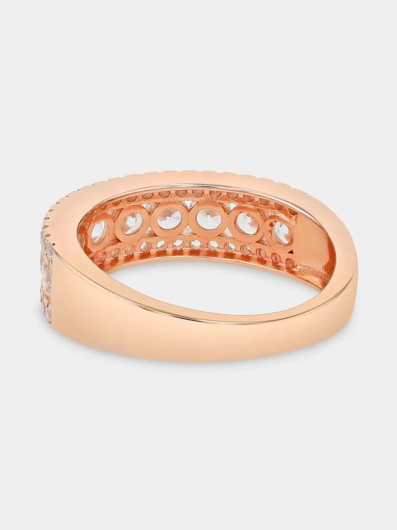 Rose Gold Plated Sterling Silver Cubic Zirconia Channel Ring