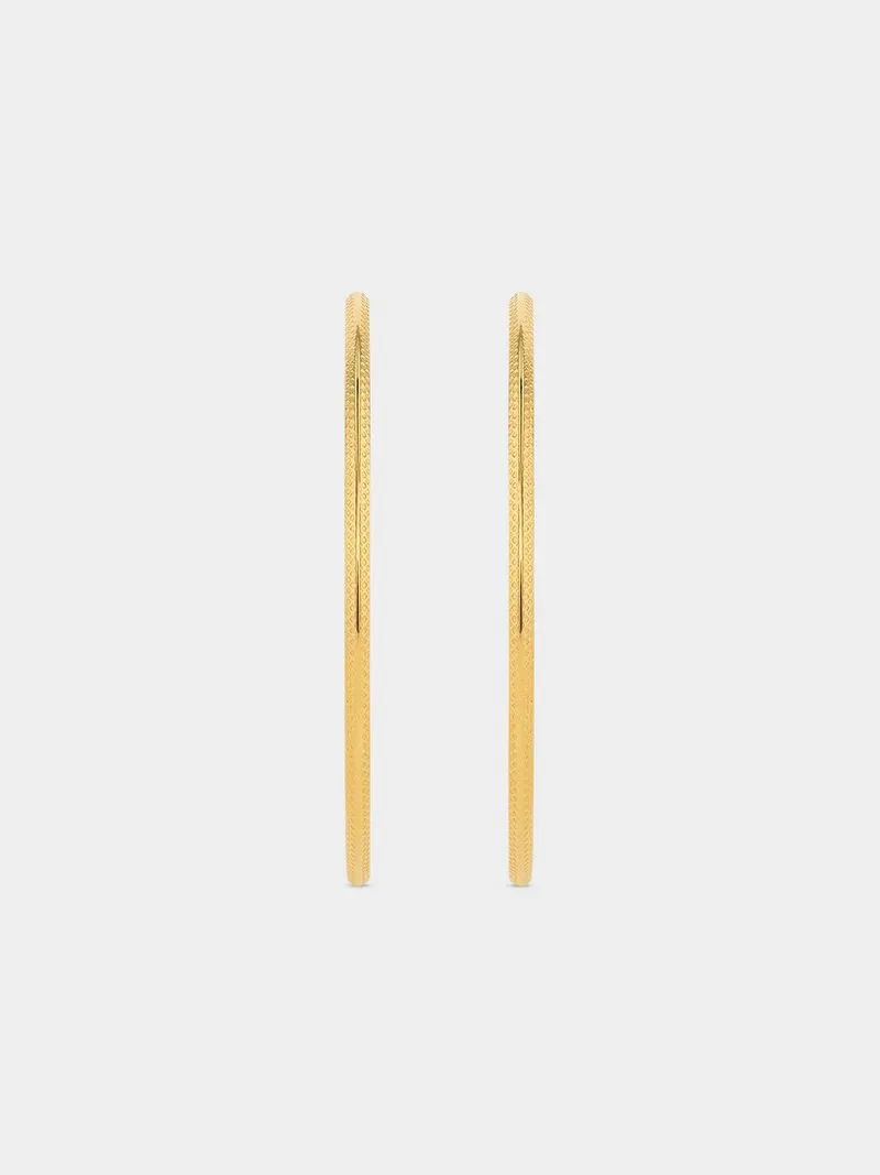 Tempo Jewellery Gold Plated Stainless Steel Textured Skinny Hoop