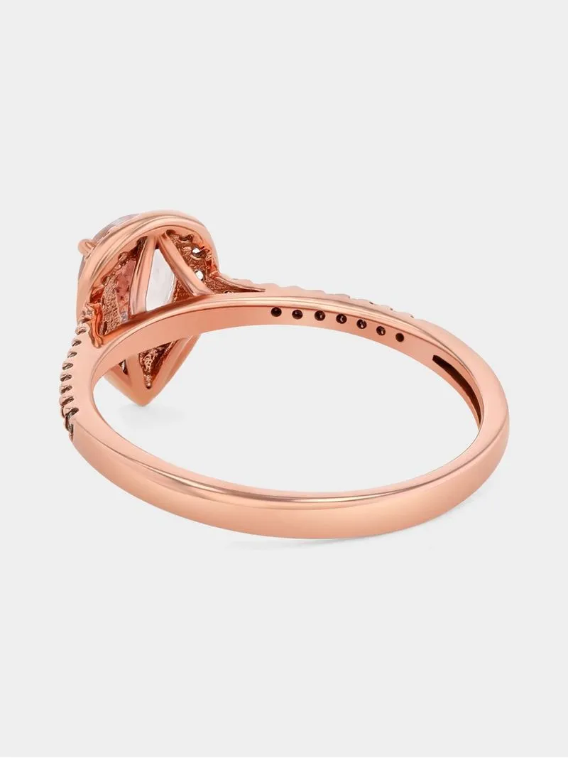 Rose Gold Diamond & Morganite Pear Halo Ring