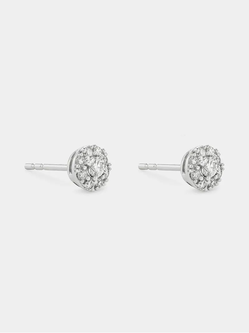 White Gold 0.3ct Lab Grown Diamond Women’s Halo Stud Earrings