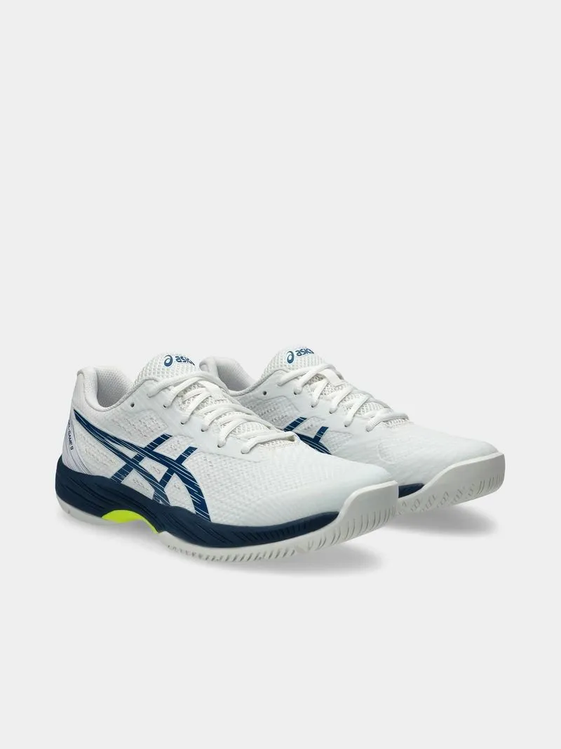 Mens Asics Gel-Game 9 White/Blue Tennis Shoes