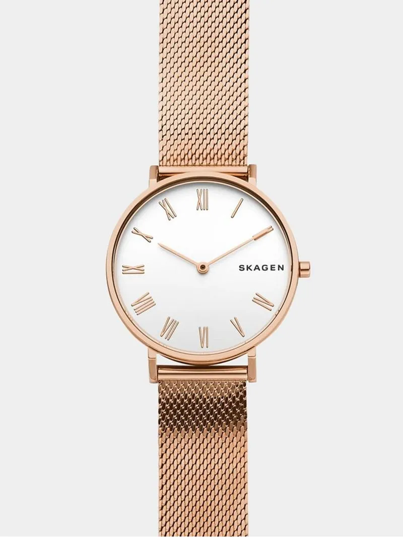 Skagen Women's Hald Rose Gold Plated Stainless Steel Mesh watch