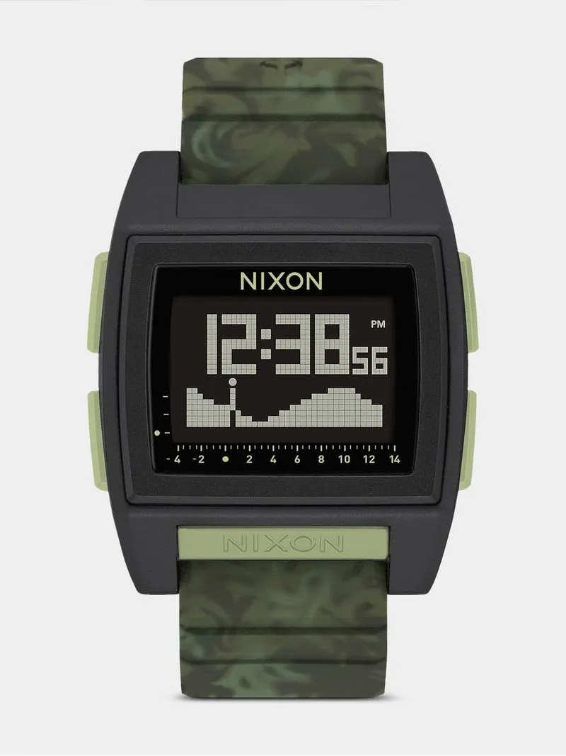 Nixon Men's Base Tide Pro Green Camo Digital Silicone Watch
