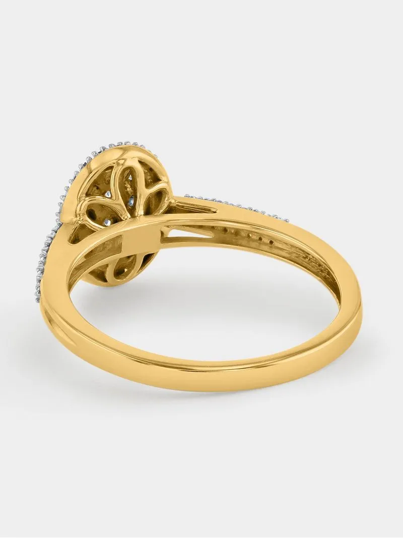 Yellow Gold 0.15ct Diamond Oval Cluster Ring