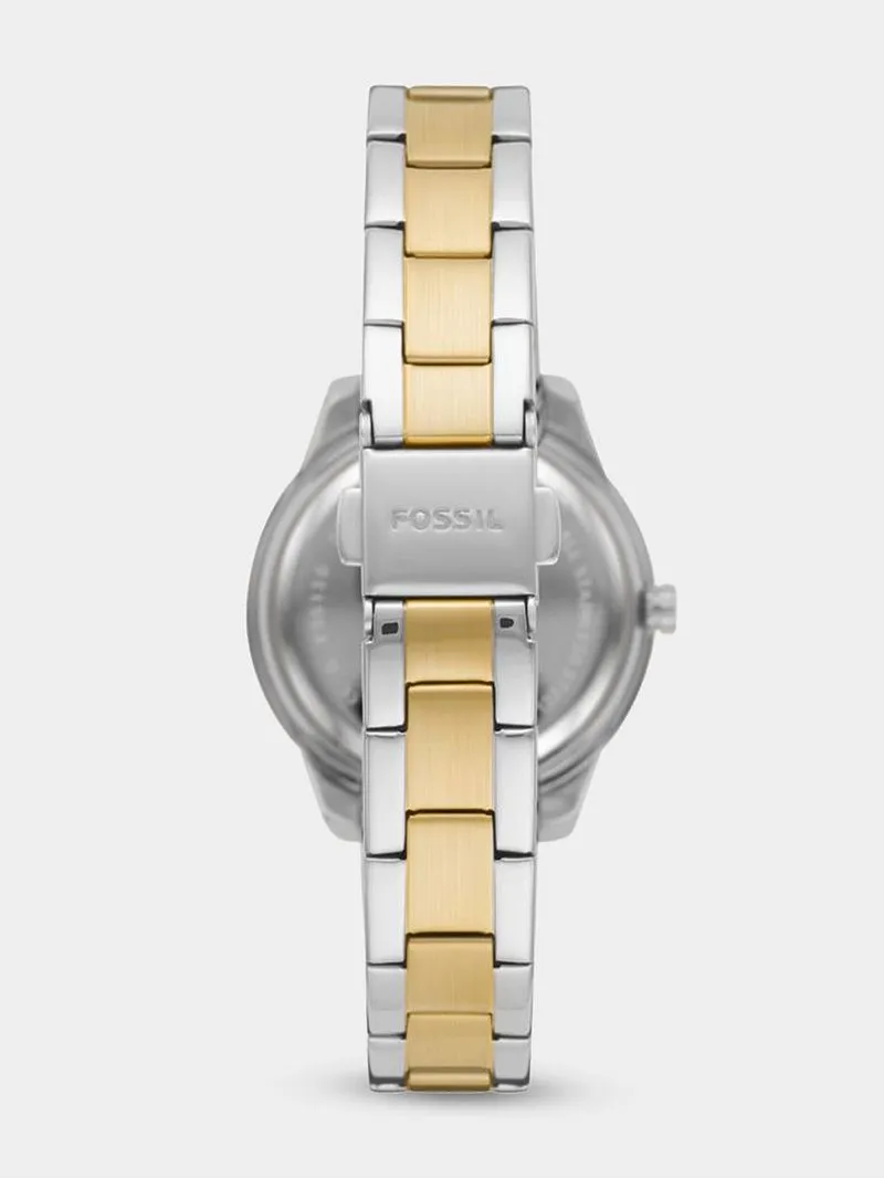 Fossil Women's Stella Silver & Gold Plated Stainless Steel Bracelet Watch