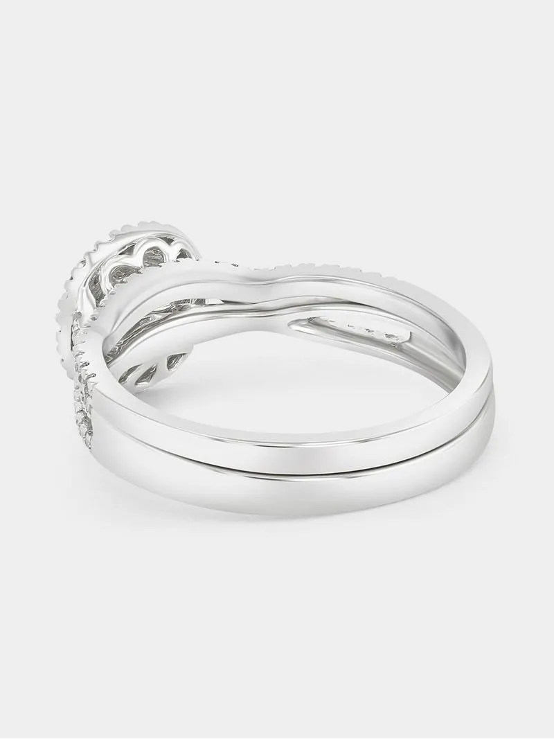 White Gold 0.50ct Diamond Round Halo Infinity Twinset Ring