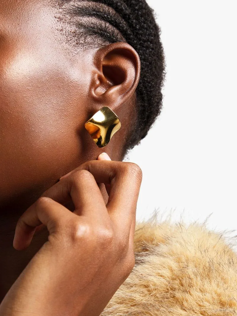 Stainless Steel 18ct Gold Plated Waterproof Abstract Stud Earrings