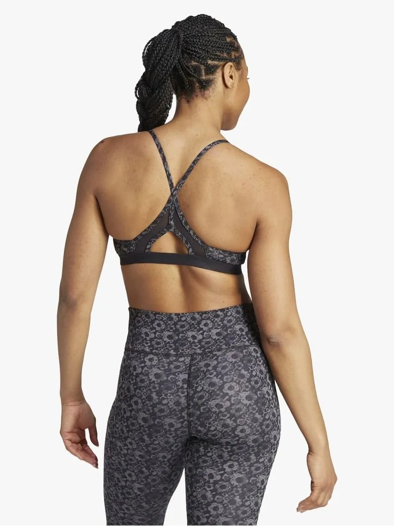 Womens adidas Aeroreact Training Low Impact All Over Print Black Bra