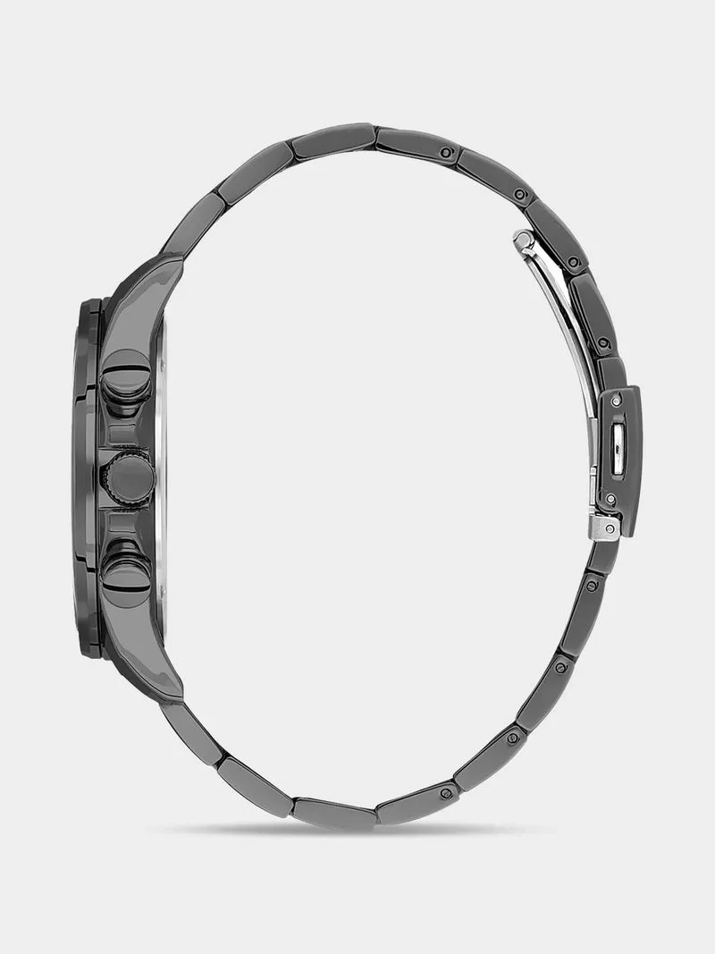 Daniel Klein Gunmetal Plated Blue Dial Chronographic Bracelet Watch
