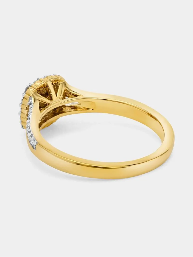Yellow Gold Diamond & Created Sapphire Cushion Ring