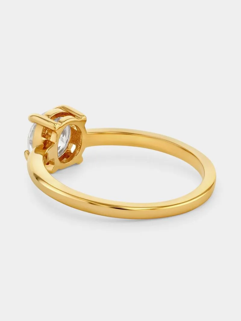 Gold Plated Sterling Silver Cubic Zirconia Round Solitaire