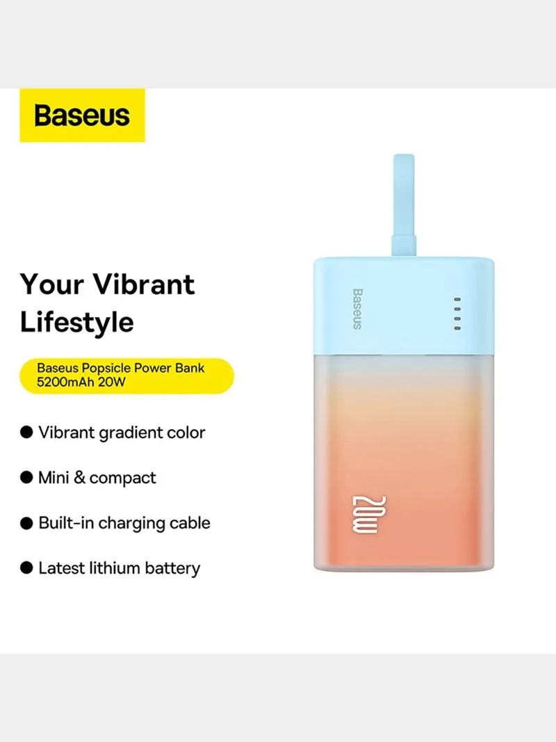 Baseus Popsicle Series Type-C 20W Fast Charging Power Bank 5200mAh