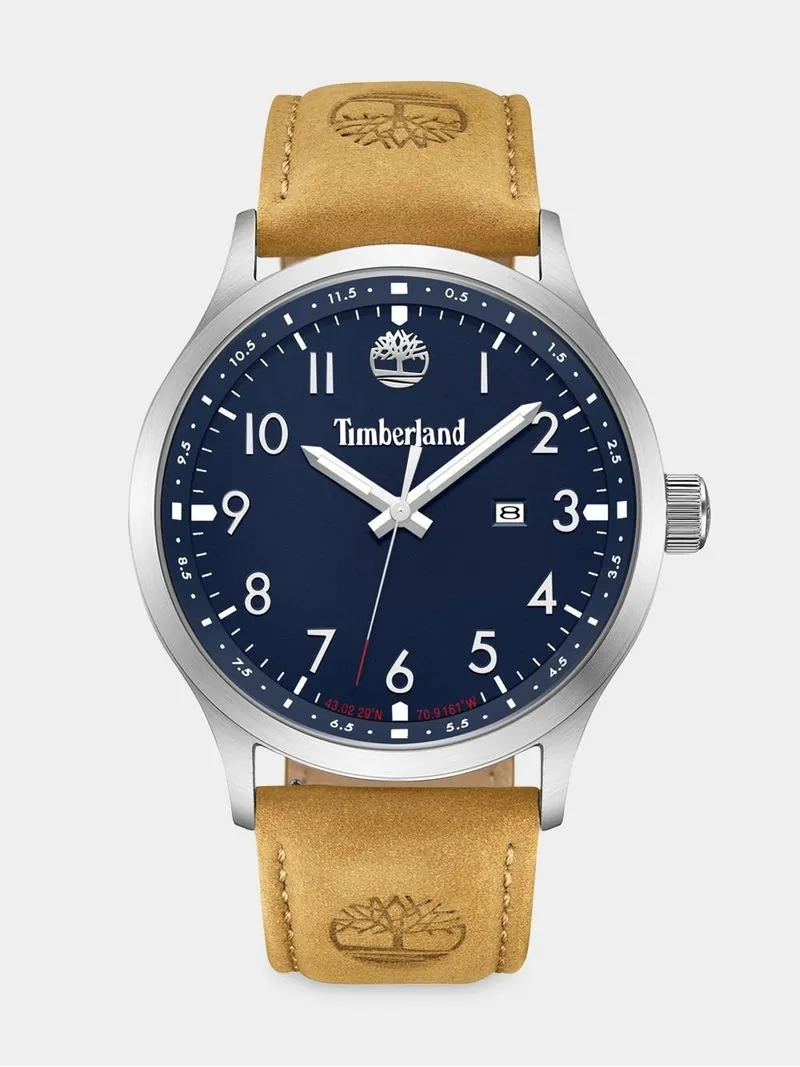 Timberland Trumbull Stainless Steel Navy Dial Tan Leather Watch