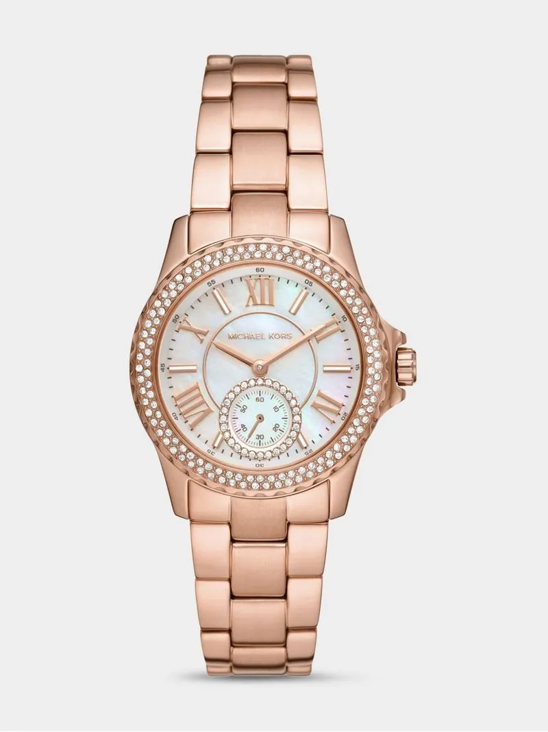 Michael Kors Everest Rose Plated Stainless Steel Multi Dial Bracelet Watch