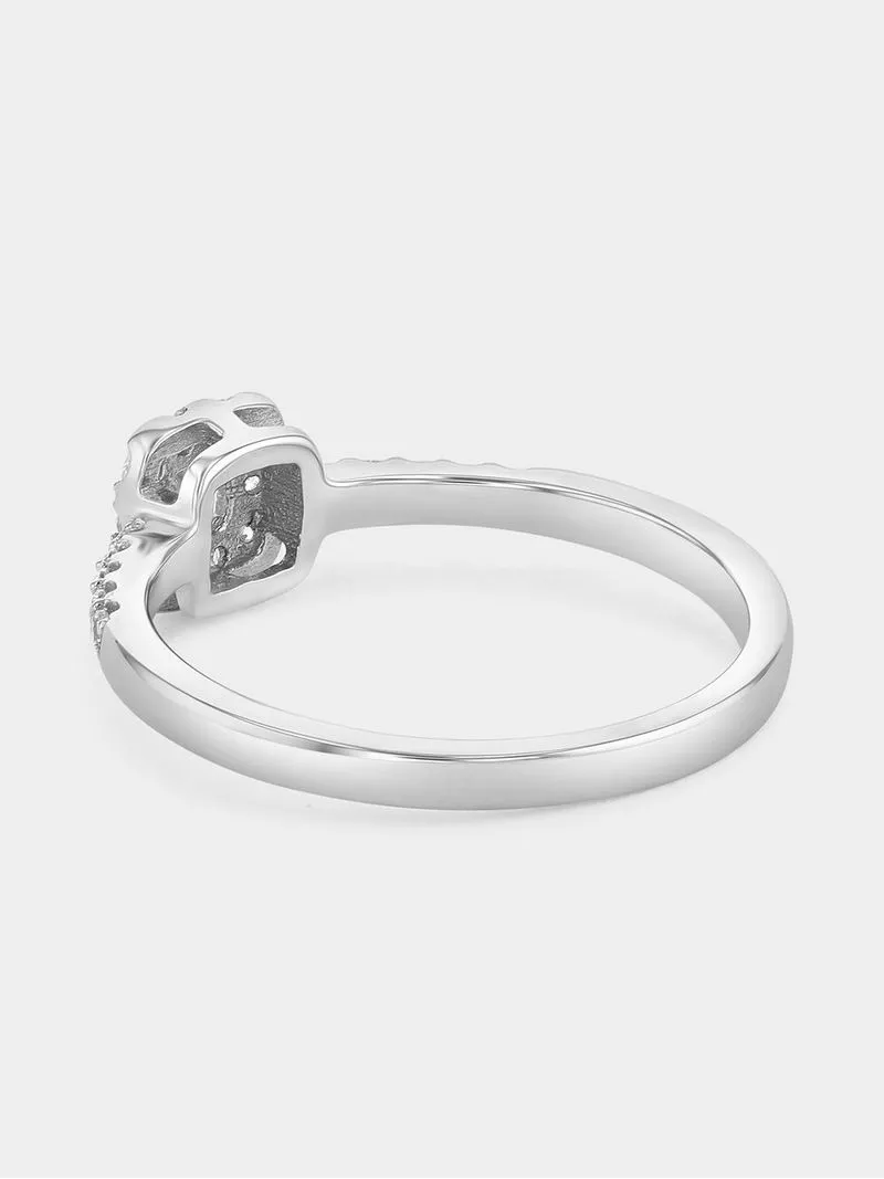Sterling Silver 0.3ct Lab Grown Diamond Cushion Halo Ring