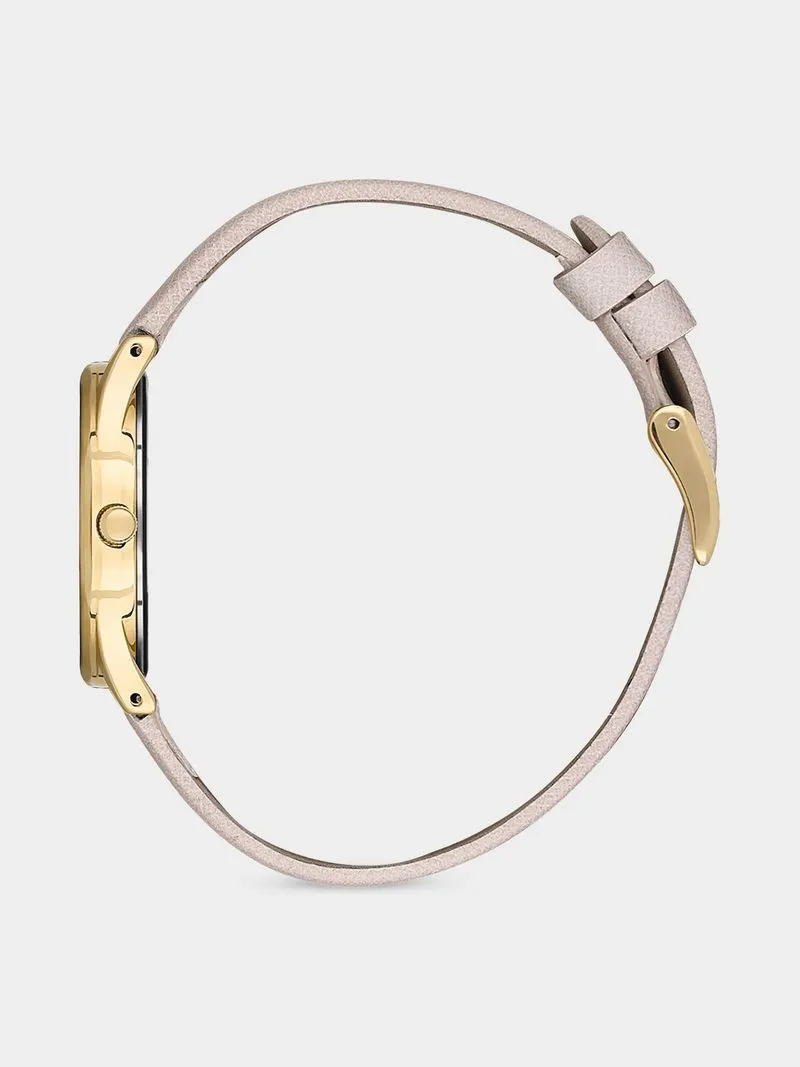 Daniel Klein Gold Plated Mother Of Pearl Dial Nude Leather Watch