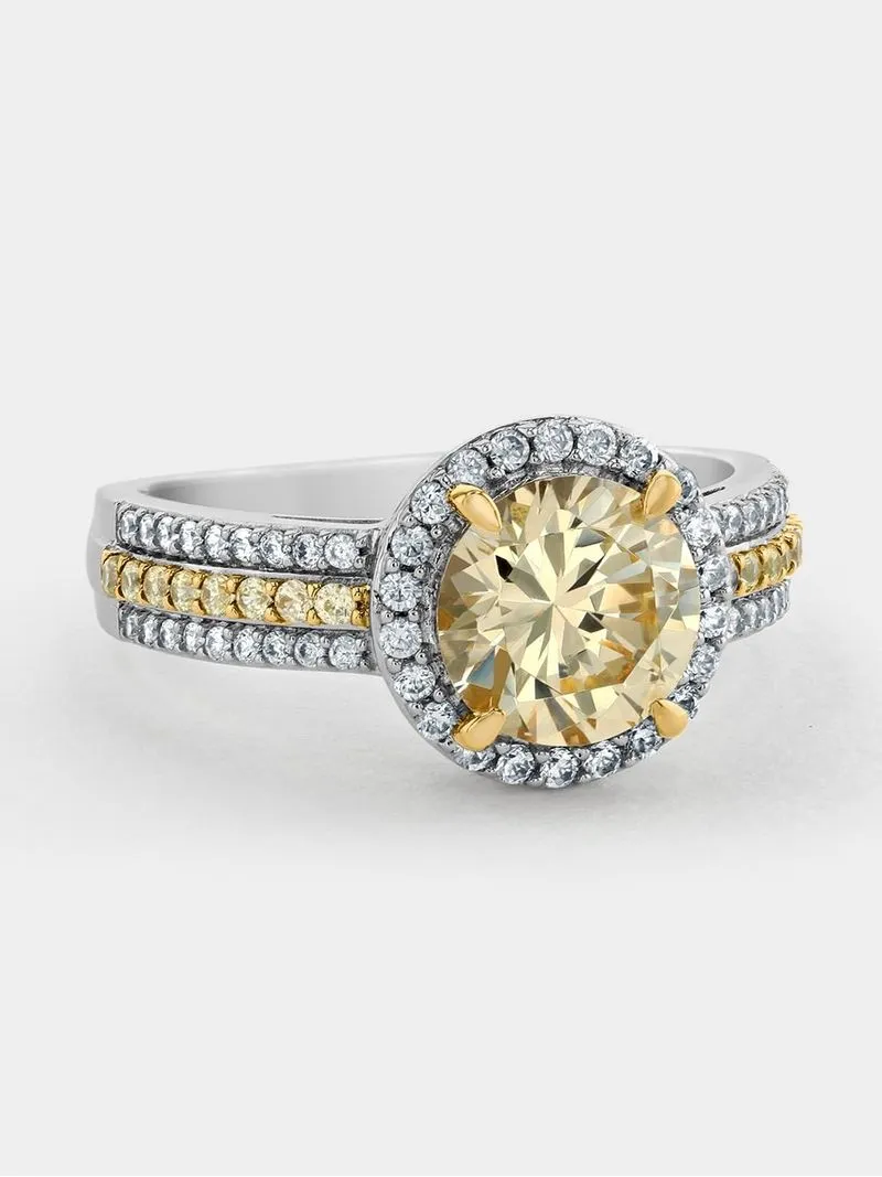 Cheté Sterling Silver Yellow Cubic Zirconia Women’s Lemon Twist Ring