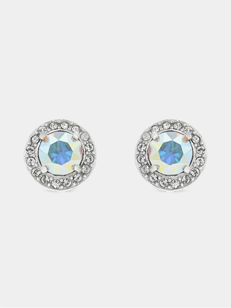 Sterling Silver Crystal Women's October Birthstone Stud Earrings