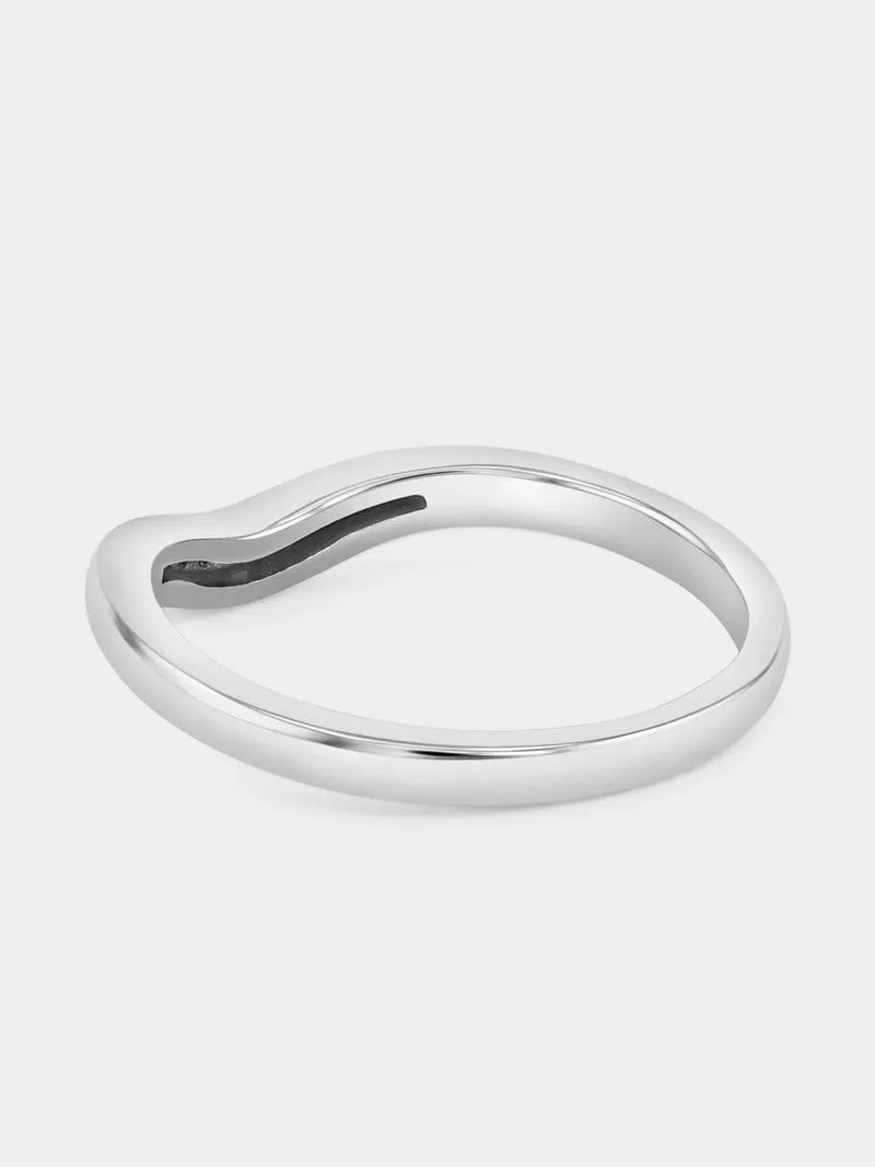 Sterling Silver Diamond & Created White Sapphire Curved Tiara Ring
