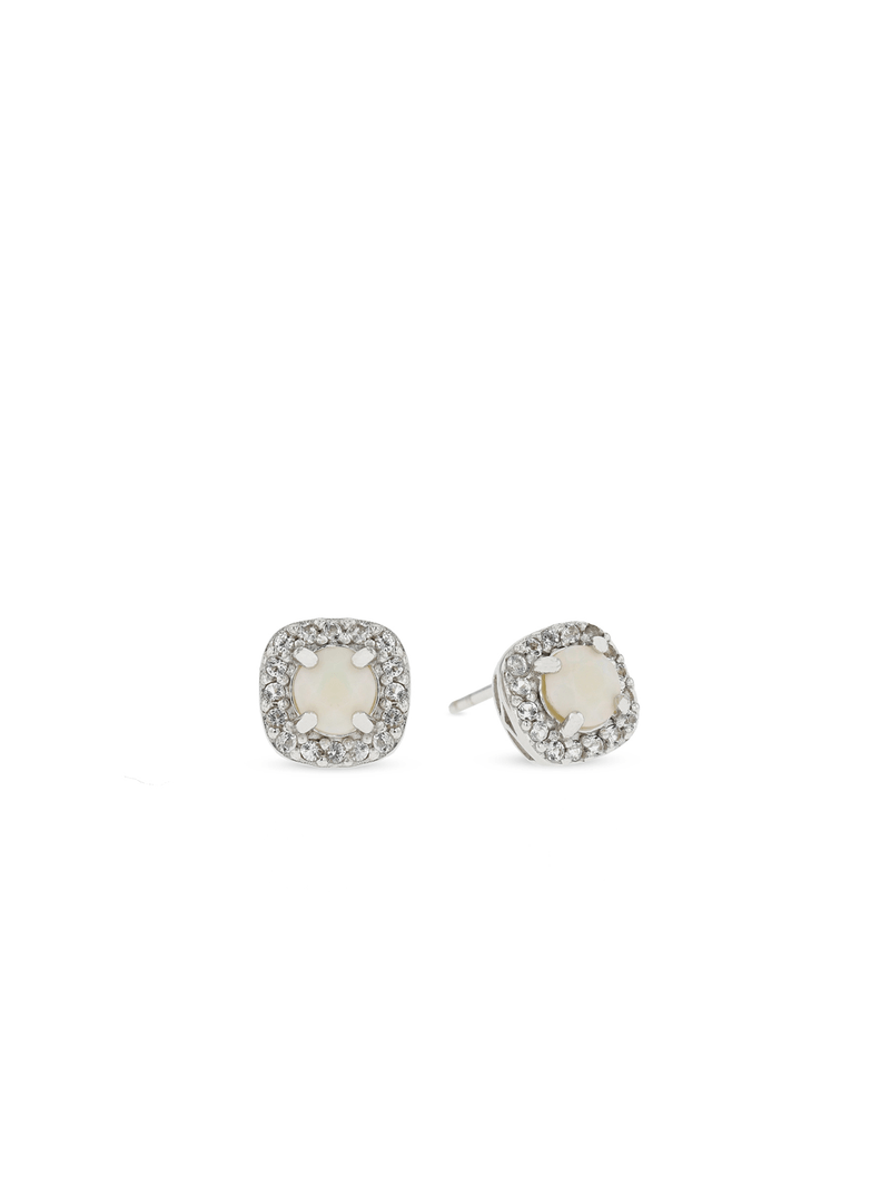Sterling Silver Cubic Zirconia Women's October Birthstone Stud Earrings