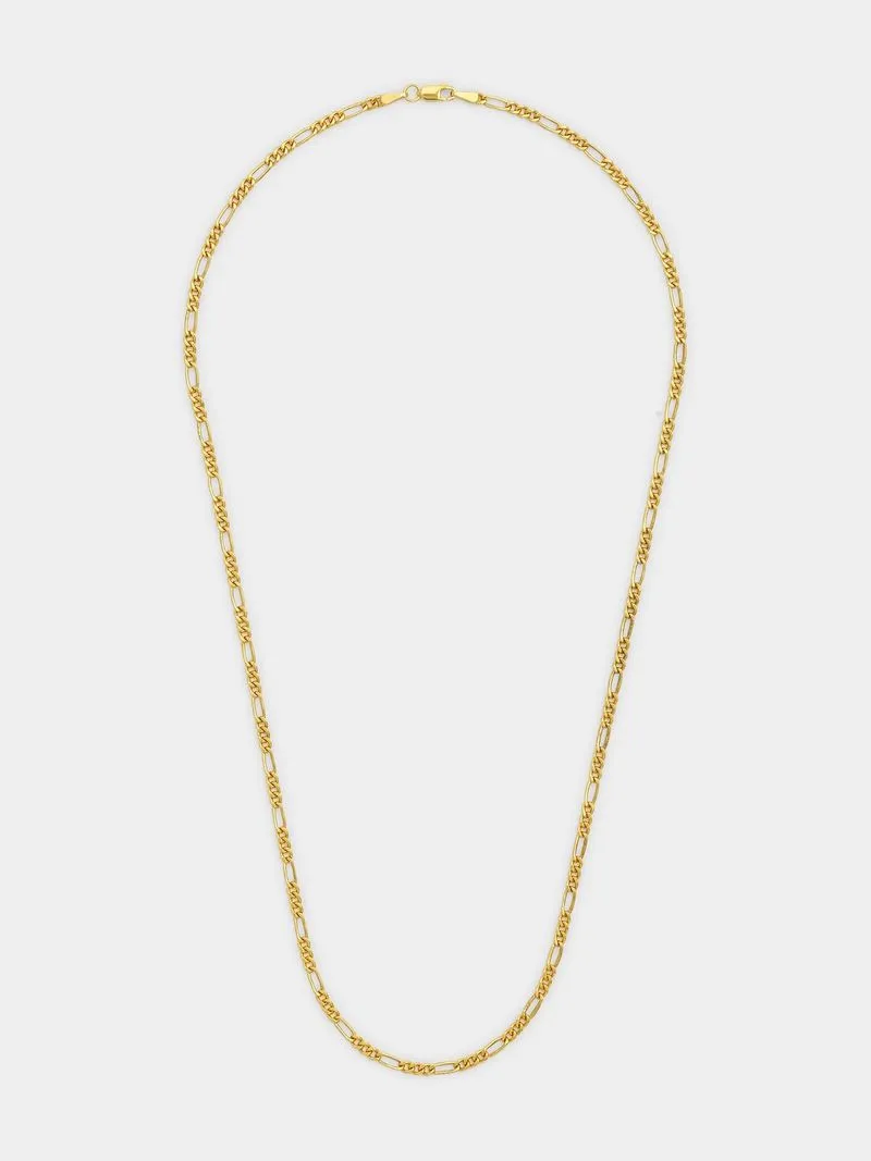 Yellow Gold & Sterling Silver 1+1 Figaro Chain