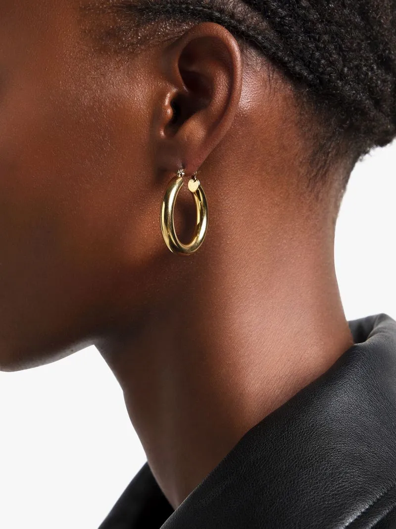 Stainless Steel 18ct Gold Plated Waterproof 3cm Tube Hoops