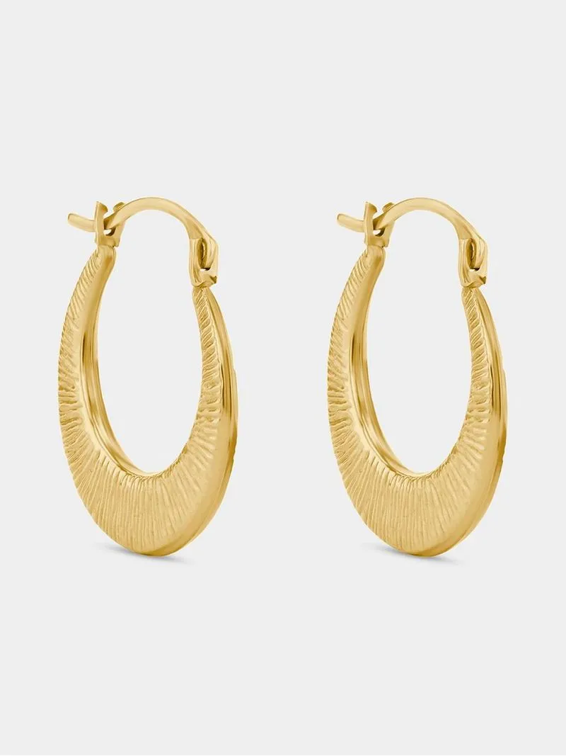 Yellow Gold, Thread Twisted Design Creole Earrings