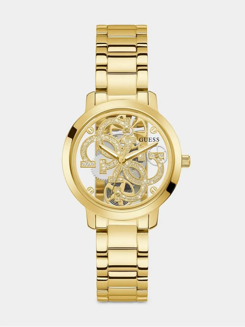 Guess Quattro Clear Gold Plated Bracelet Watch