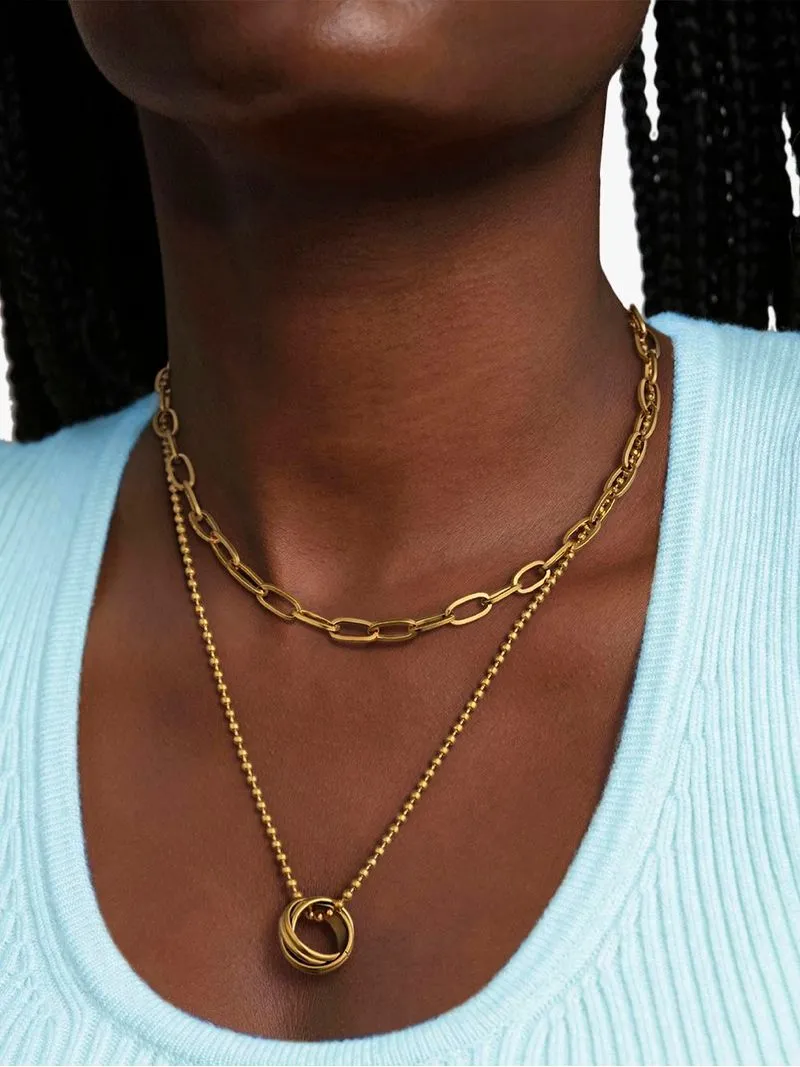 Stainless Steel 18ct Gold Plated Waterproof Chain & Pendant Set