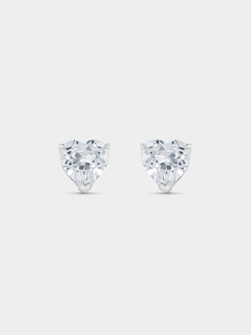 Cheté Sterling Silver Cubic Zirconia Women’s Heart Stud Earrings