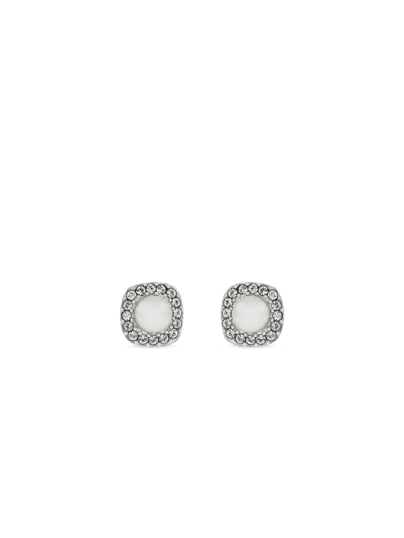 Sterling Silver Pearl & Cubic Zirconia Women's June Birthstone Stud Earrings