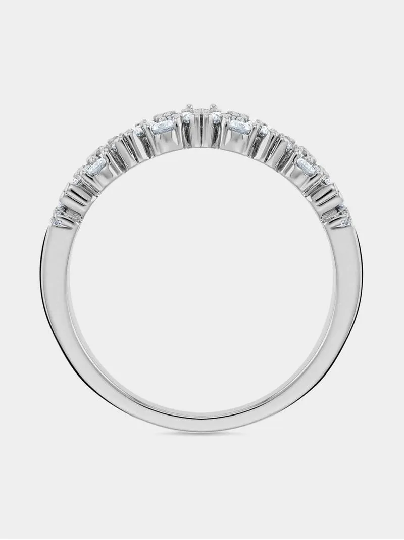 White Gold Diamond Shimmering Cluster Band