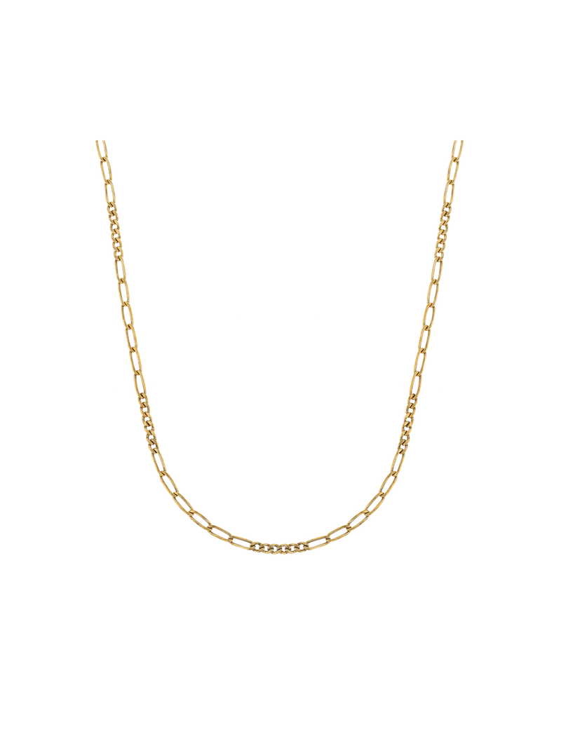 Yellow Gold & Sterling Men's bonded together Figaro Chain